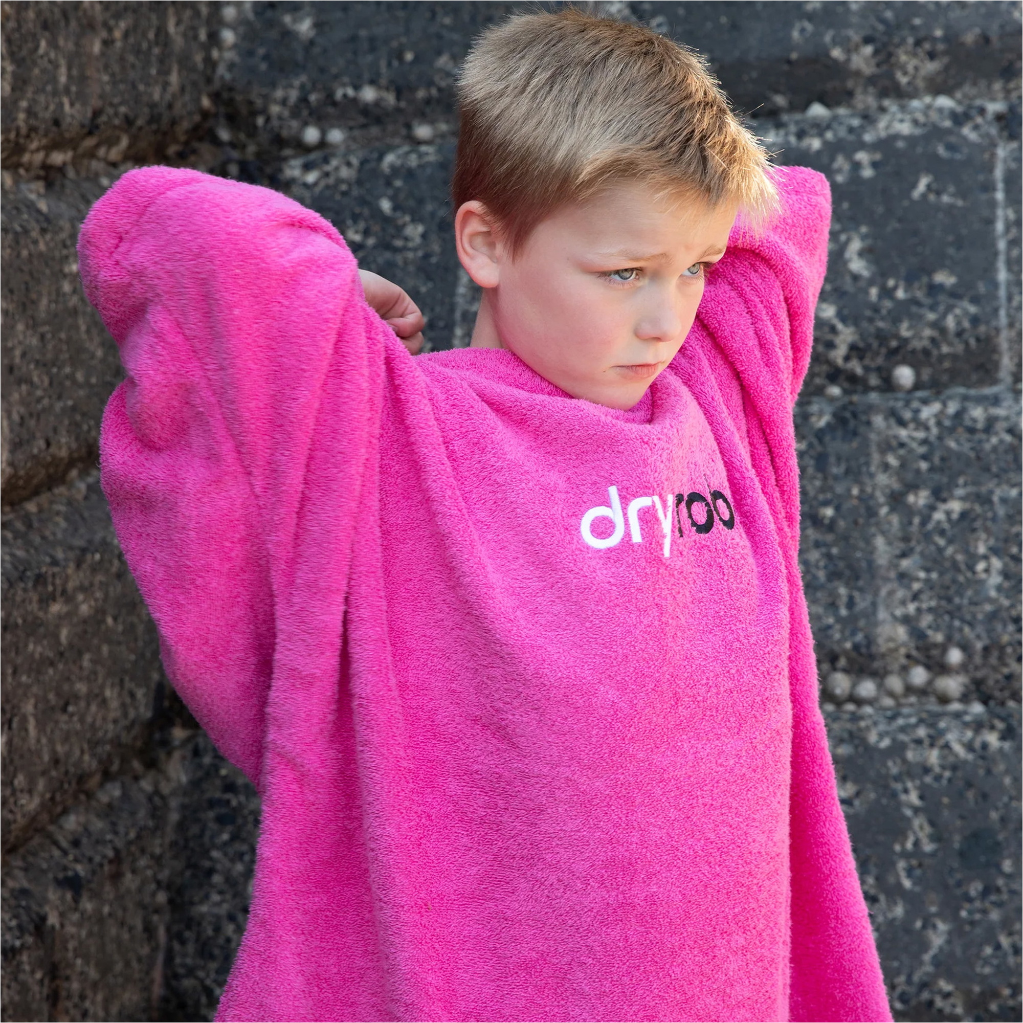 2026 Dryrobe Junior Organic Cotton Hooded Towel Robe V3DRJOCTR - Pink